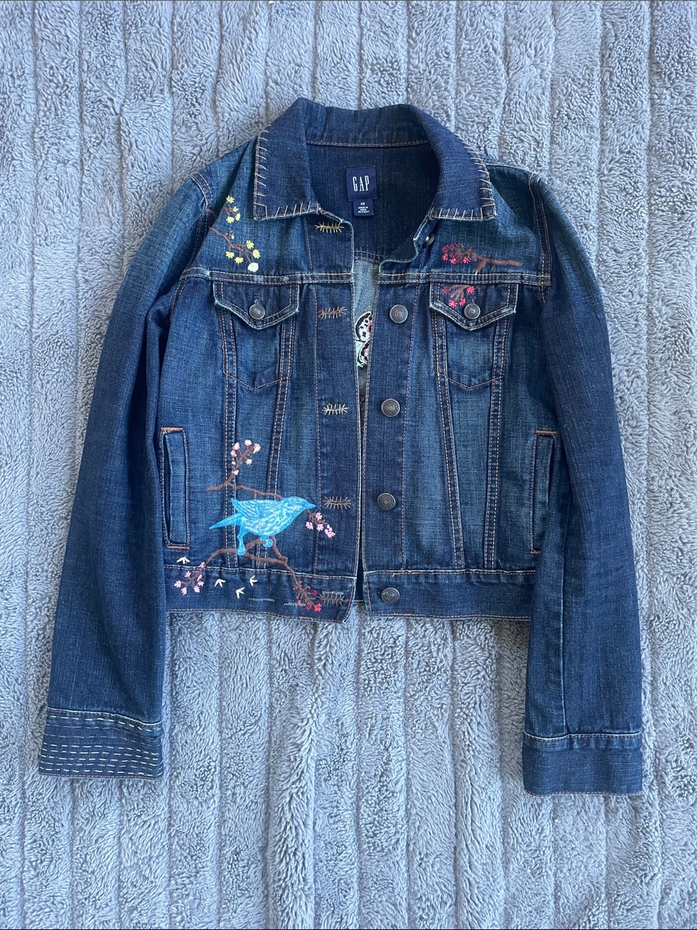 GAP Dark Blue Denim Jacket with Embroidered Details